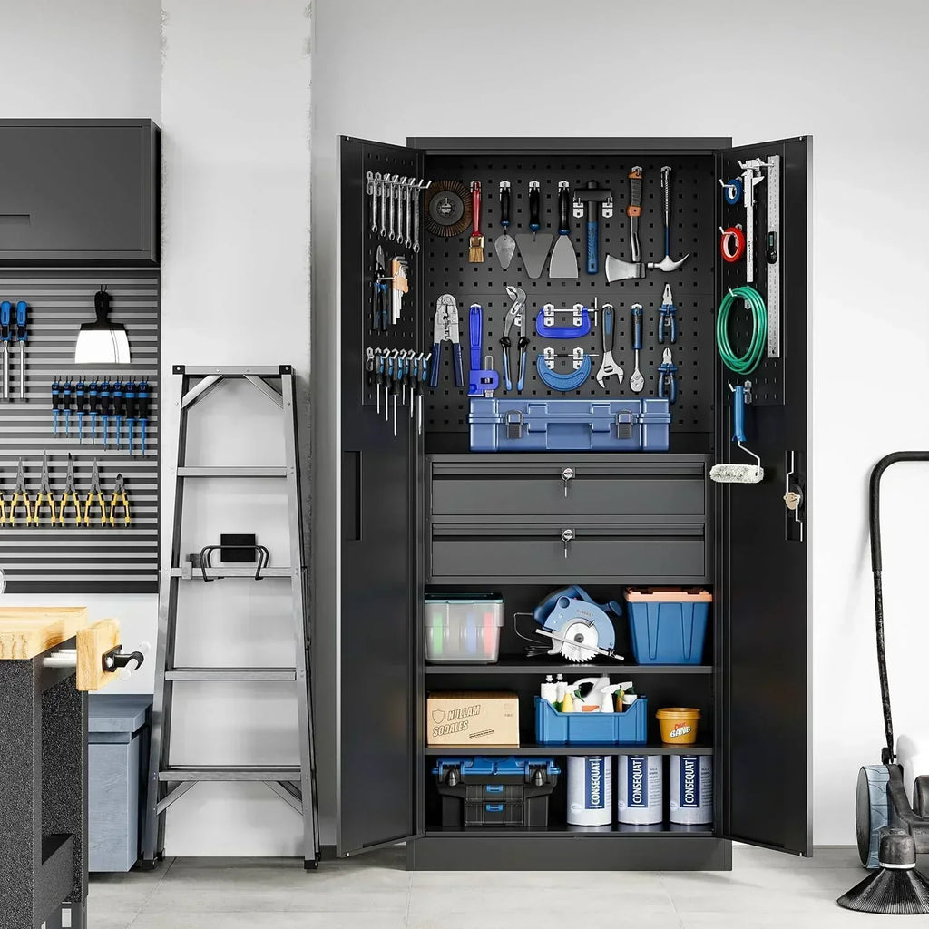 Yizosh Metal Garage Storage Cabinet with Locking Doors Heavy Duty Steel Tool Cabinet wourant