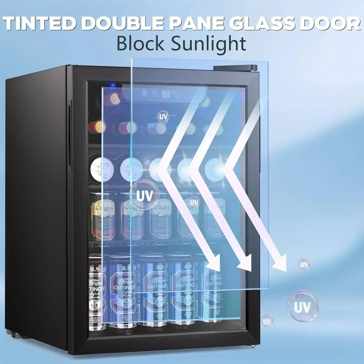 Mini Fridge 130 Can Beverage Refrigerator Cooler Drink Fridge Adjustable Temperature Control wourant