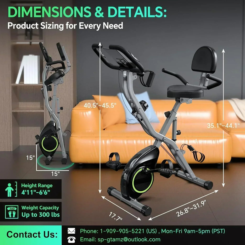 Foldable Exercise Bike Stationary Bikes  5 IN 1 Indoor Workout Cycling Bike Quiet Magnetic Resistance wourant