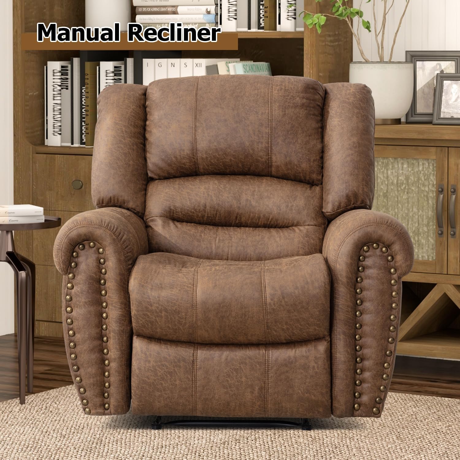 Leather recliner classic traditional manual recliner single sofa for living room wourant