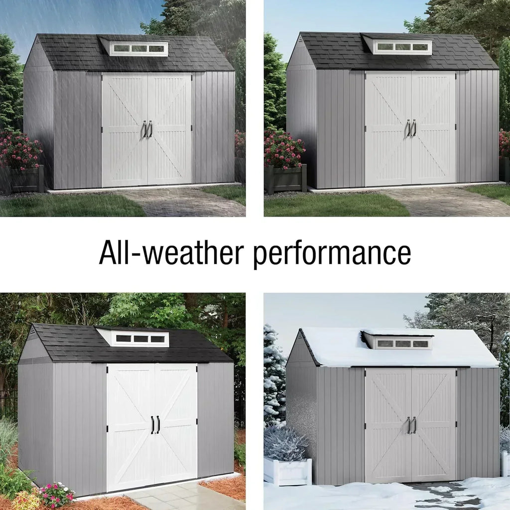 Rubbermaid Resin Outdoor Storage Shed With Floor Weather Resistant Gray Organization for Home wourant