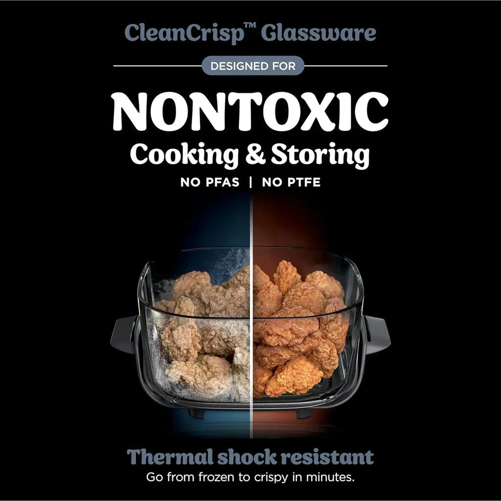 Ninja Crispi 4 in 1 Portable Glass Air Fryer Cooking System 4QT 6 Cup TempWare Glass Containers wourant