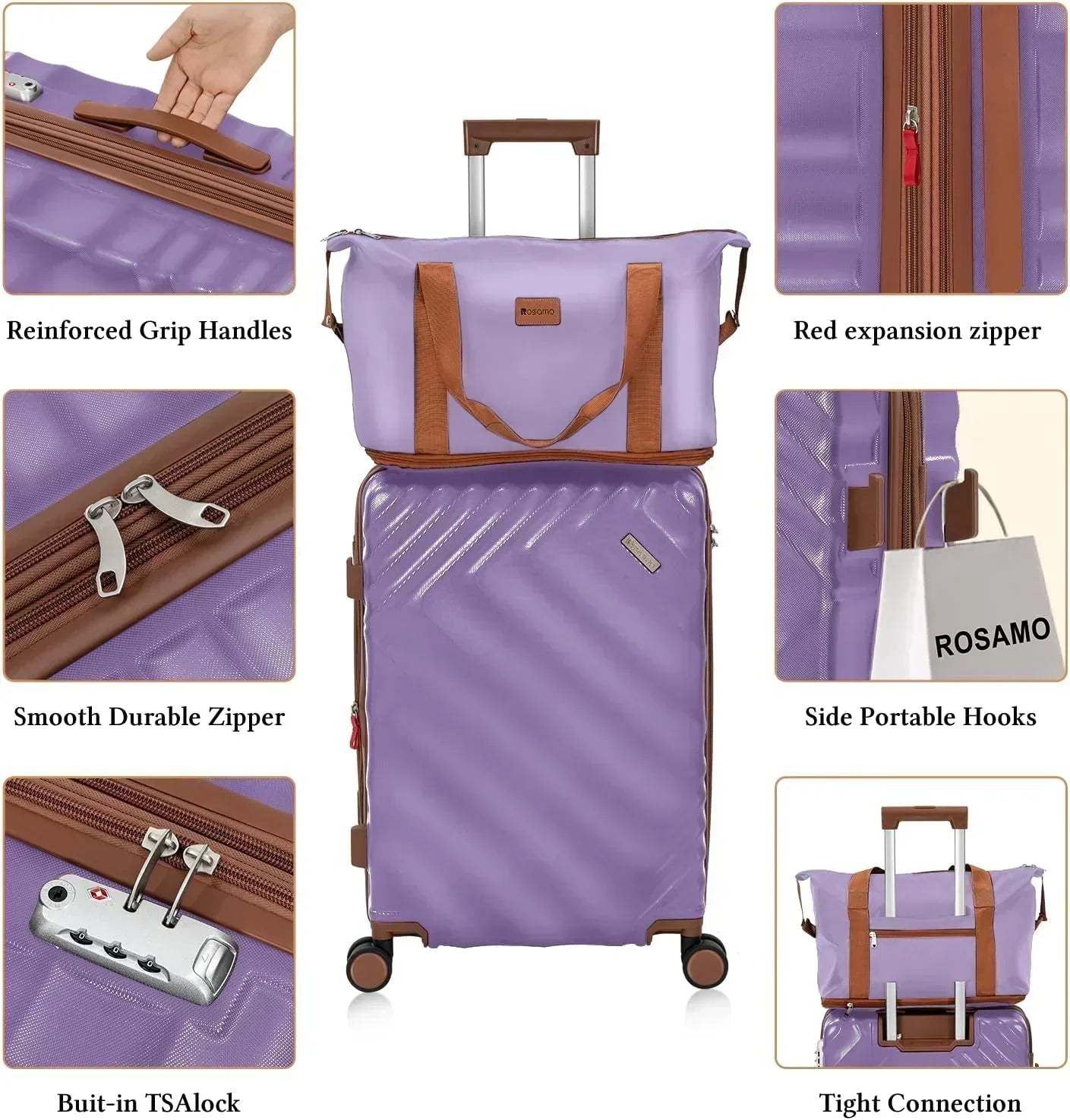 5 piece luggage set expandable suitcase 22x14x9 aviation certified durable waterproof travel set wourant