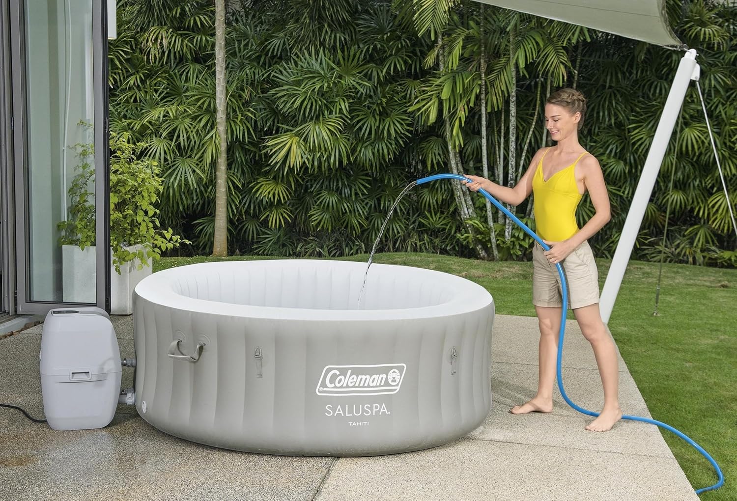 Bestway Palm Springs 4 to 6 Person EnergySense Smart AirJet Plus Inflatable Hot Tub Outdoor Spa wourant