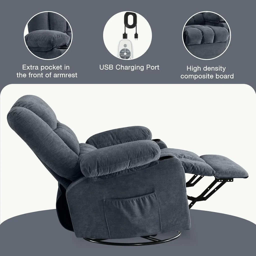 Massage rotating rocking lounge chair with vibration massage and calorie metering functions wourant