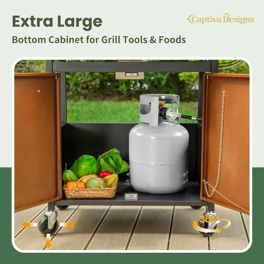 Captiva Designs 4-Burner Propane Gas BBQ Grill Side Burner Porcelain-Enameled Cast Iron Grates wourant