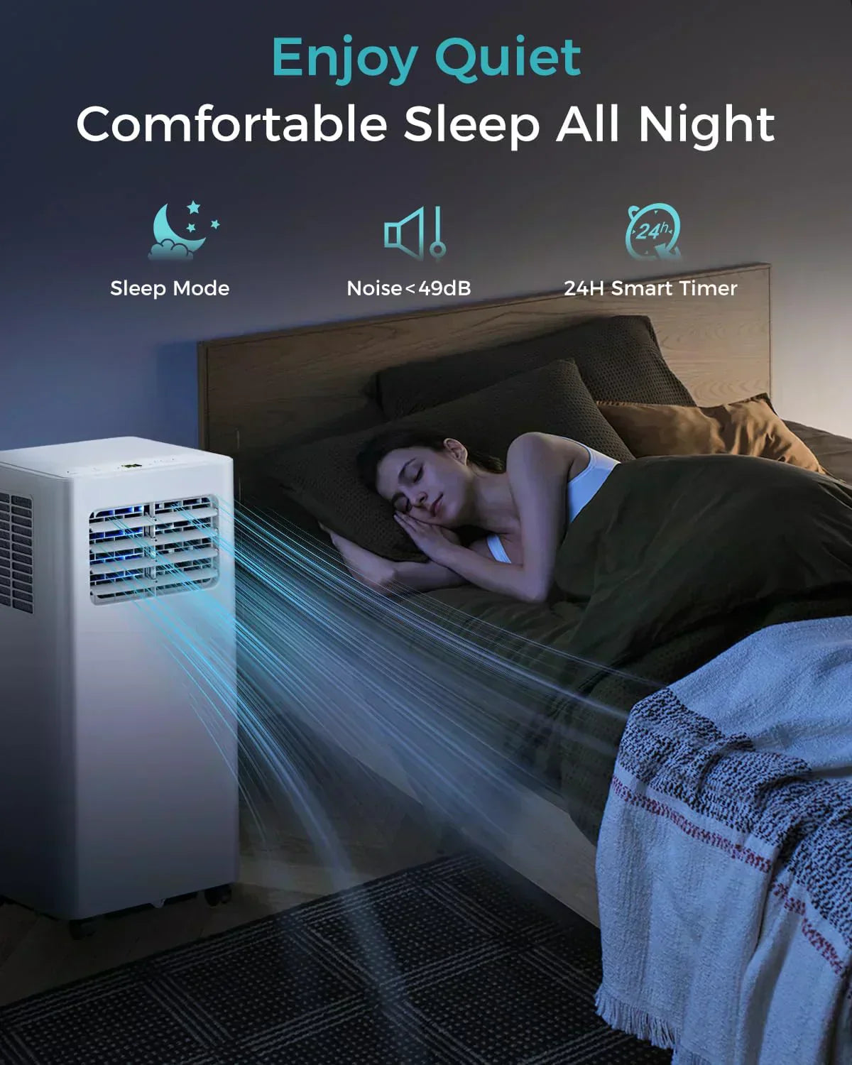 8,000 BTU Portable Air Conditioner 3-in-1 AC Unit with Remote Control Ultra-Quiet Cooling for Rooms wourant