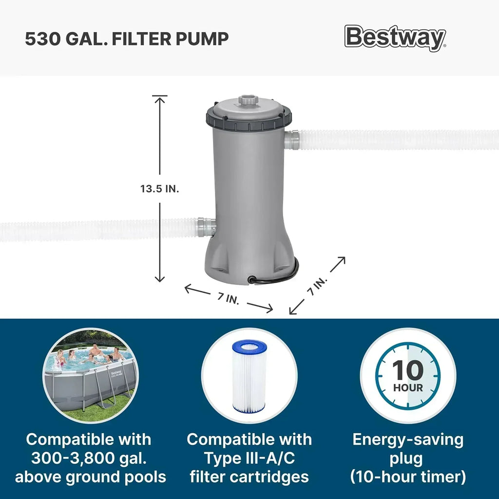 Power Steel 14' x 8'2" x 39.5" Oval Above Ground Pool Set Includes 530gal Filter Pump Ladder wourant