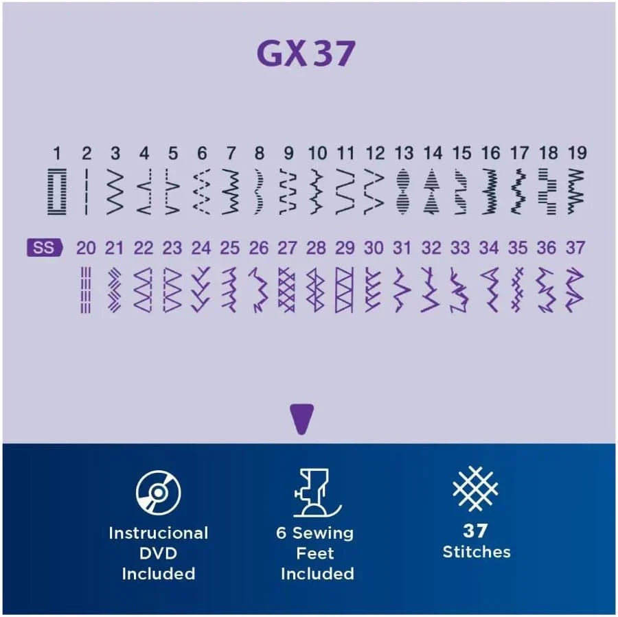 Sewing Machine GX37 37 Built-in Stitches 6 Included Sewing Feet wourant