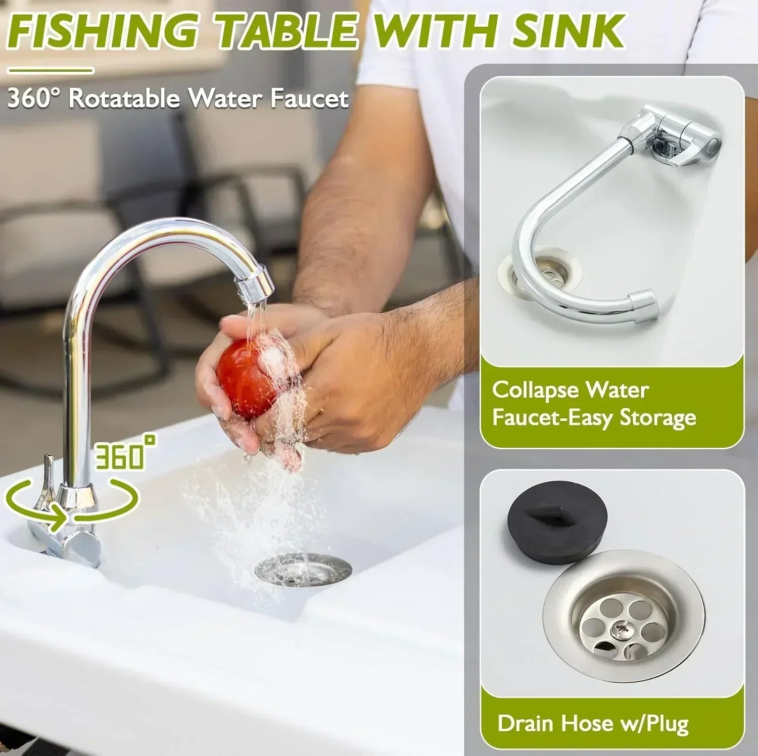 Folding Fish Cleaning Table Portable Camping Sink Table Outdoor Fish Fillet Cleaning Station wourant