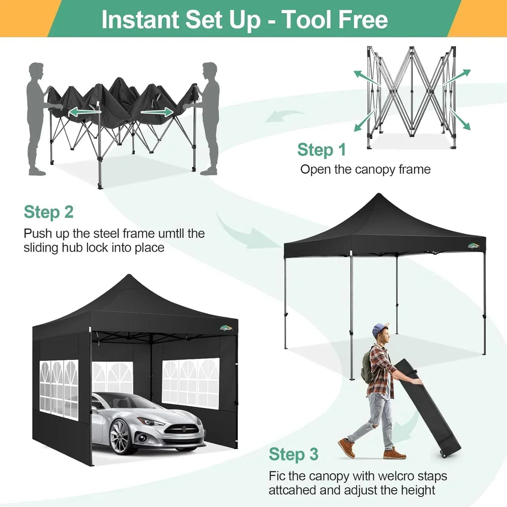 COBIZI 10x20 Heavy Duty Pop up Canopy Tent 6 sidewalls Commercial Canopy Wedding Party Tents wourant