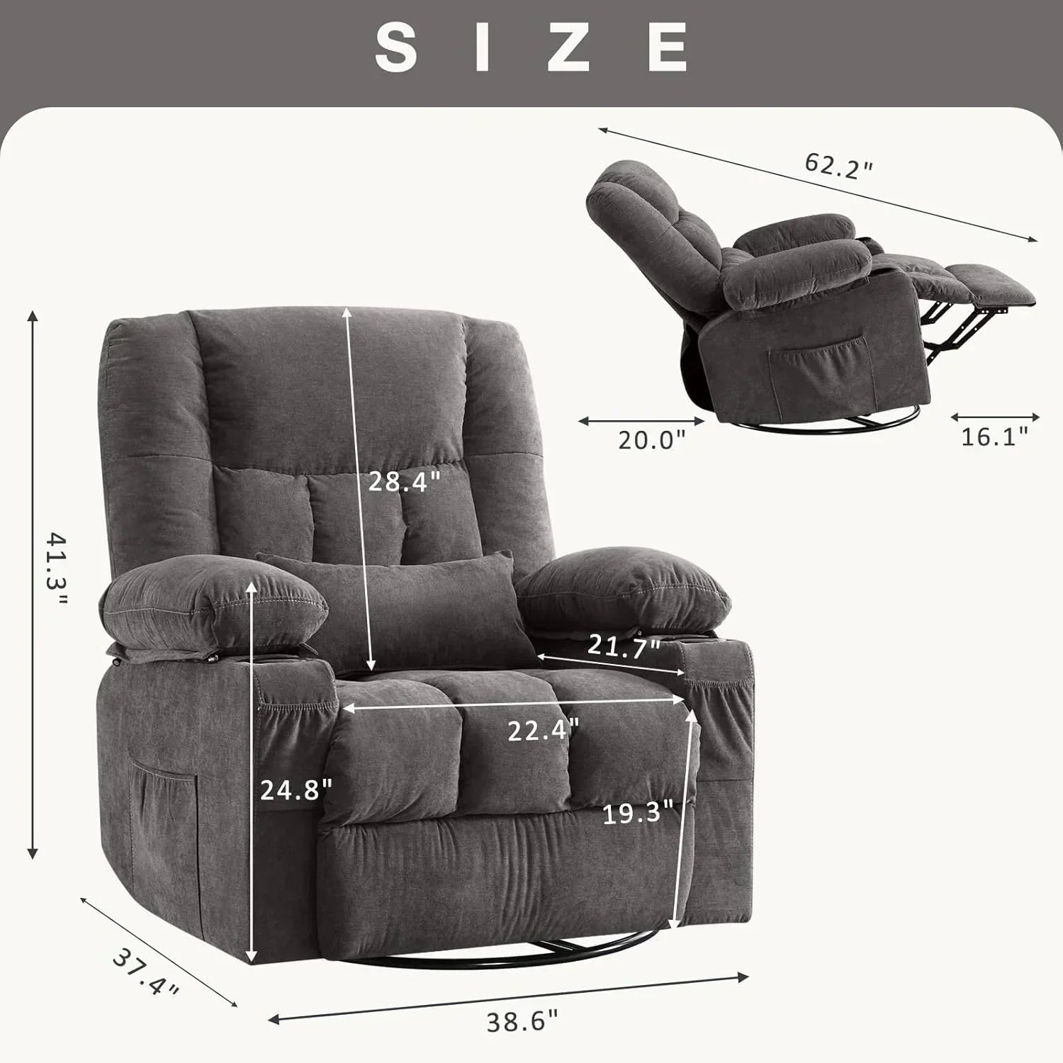Massage rotating rocking lounge chair with vibration massage and calorie metering functions wourant