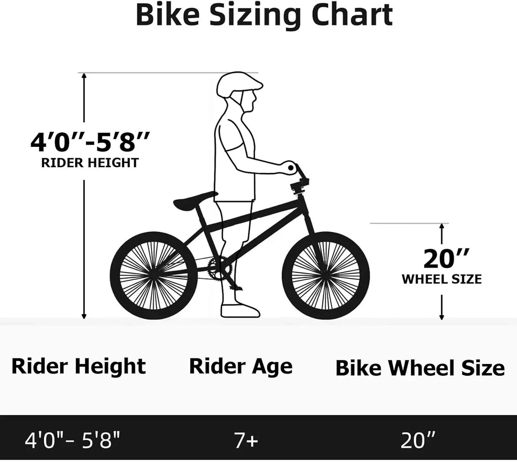 WEIZE Freestyle BMX Bicycle 20 Inch Stunt Bike for Kids and Adults Men and Women High Strength wourant