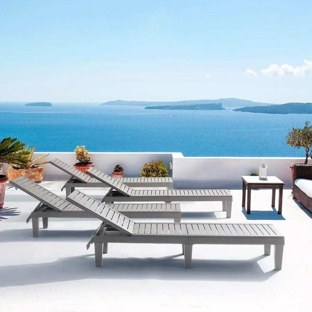 Patio Chairs Black Chaise Lounge Chair Outdoor 5-Position Adjustable Sun Tanning Chair wourant