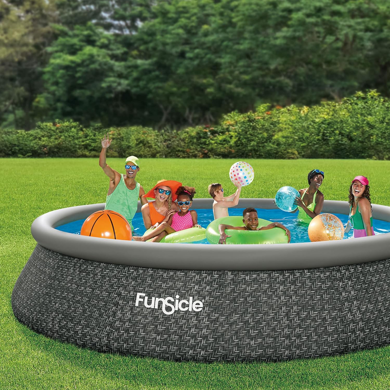 Funsicle 12 Foot by 36 Inch Quickset Round Inflatable Ring Top Outdoor Swimming Pool Set wourant
