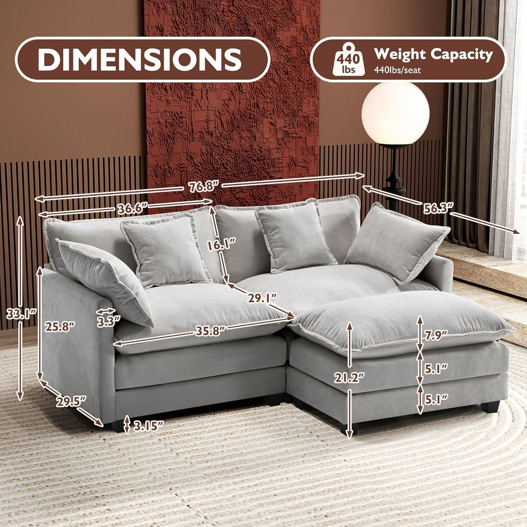 ihanherry 146-inch U-shaped modern sofa modular area cloud sofa wourant