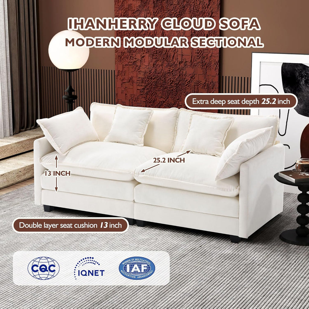 111.4 Inch L Shaped Modern Sofa Modular Cloud Sofa with Ottoman 4 Seater Chenille Deep Seat Sofa wourant