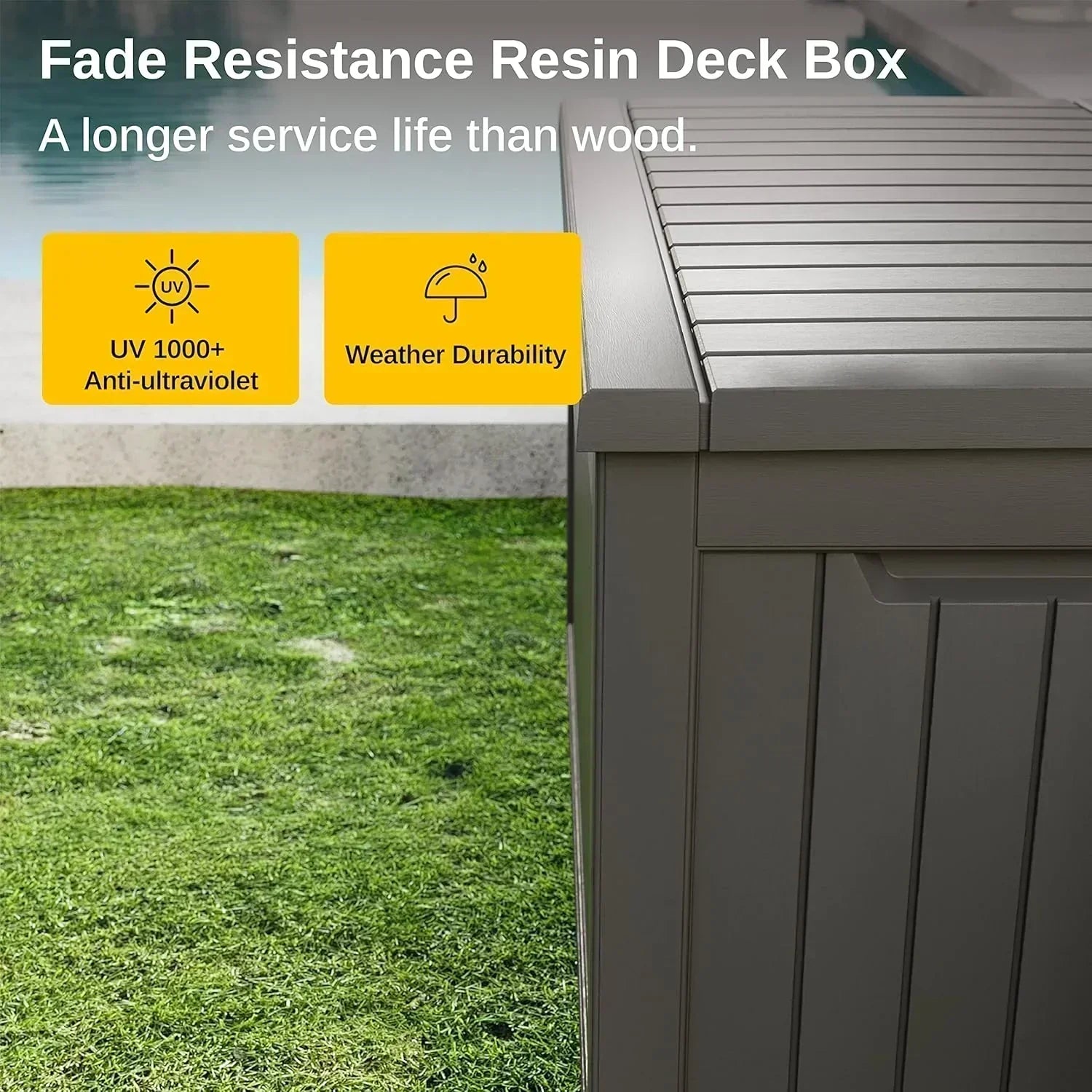 EAST OAK Outdoor Storage Box 60 Gallon Deck Box Indoor and Outdoor Use Waterproof Resin Storage wourant