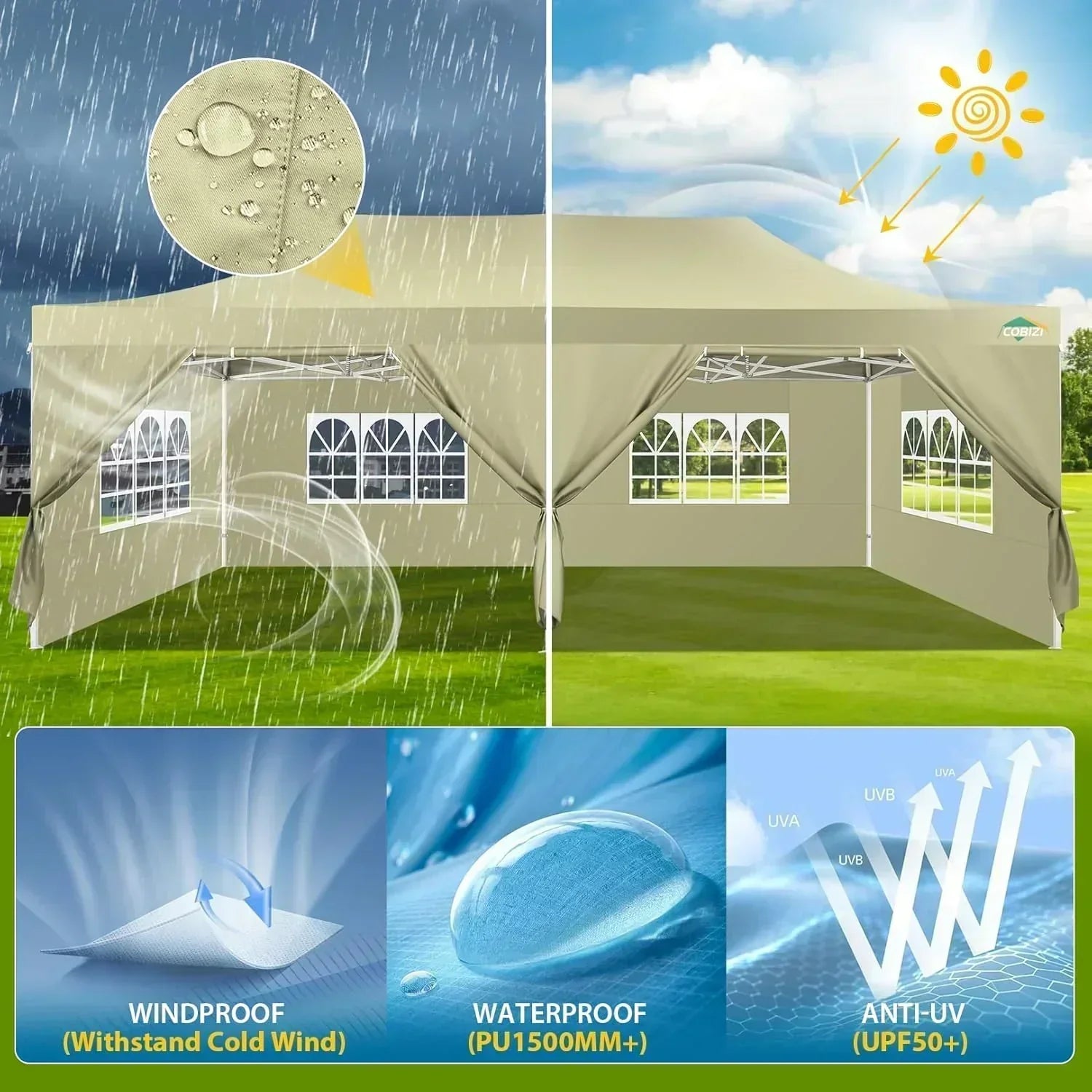 COBIZI 10x20 Heavy Duty Pop up Canopy Tent 6 sidewalls Commercial Canopy Wedding Party Tents wourant