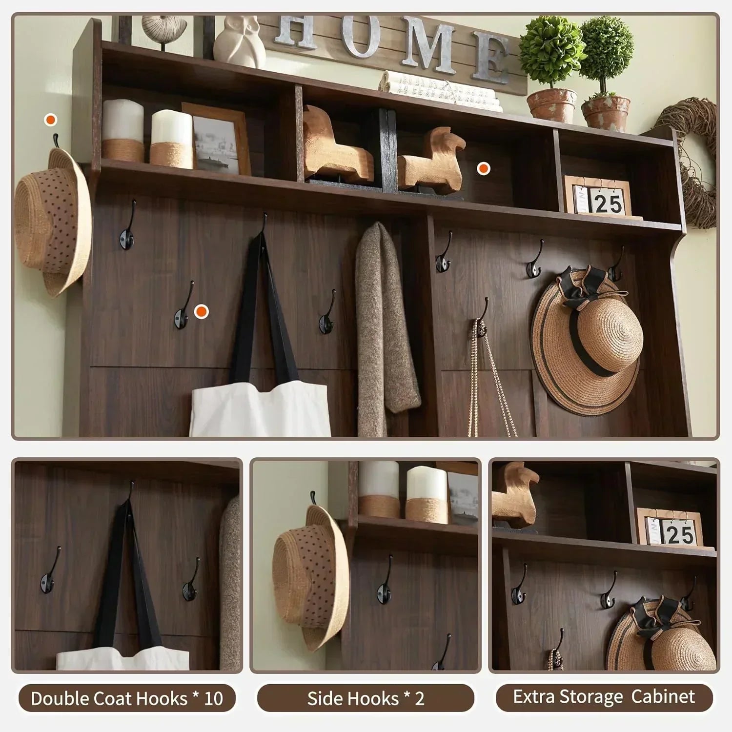 JXQTLINGMU 59-inch Farmhouse Foyer Tree Shoe Storage Entryway Bench Foyer Coat Rack Cabinet wourant