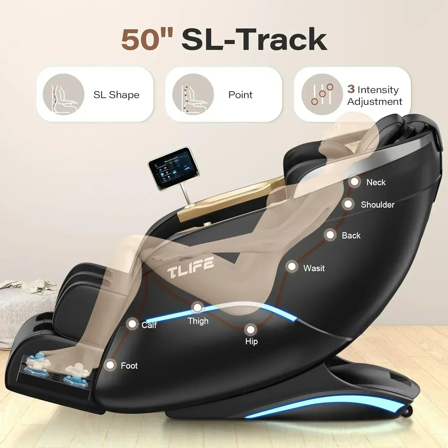 Full Body Massage Chair 160° Zero Gravity Recliner with Body Scan Shiatsu Massage Chair wourant