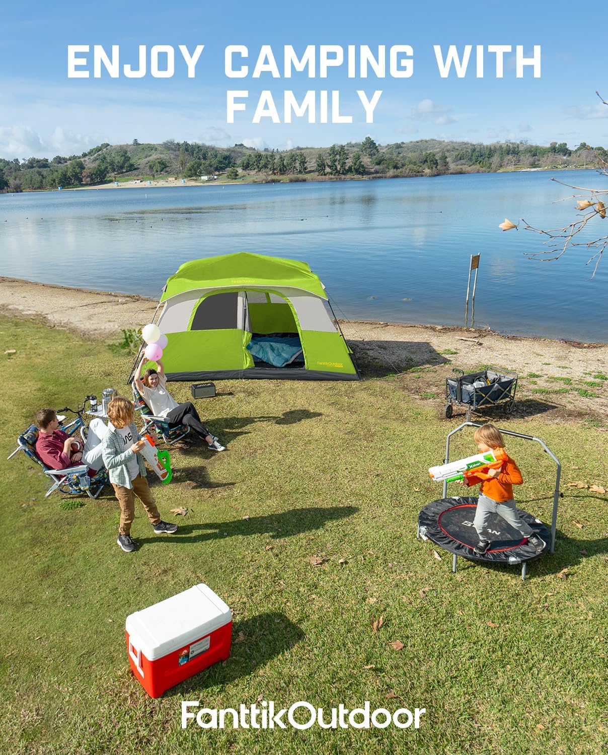 Portable camping tent for 4/6/8/10 people with instant cabin and rainproof and windproof wourant