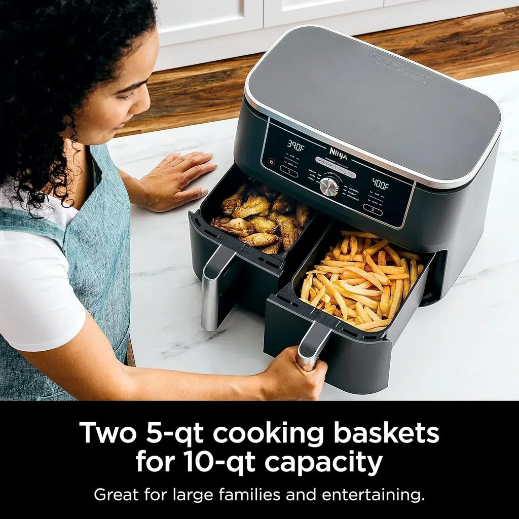 Ninja Foodi 6-in-1 FlexBasket Air Fryer with 7 QT MegaZone Basket Divider for Large Proteins wourant