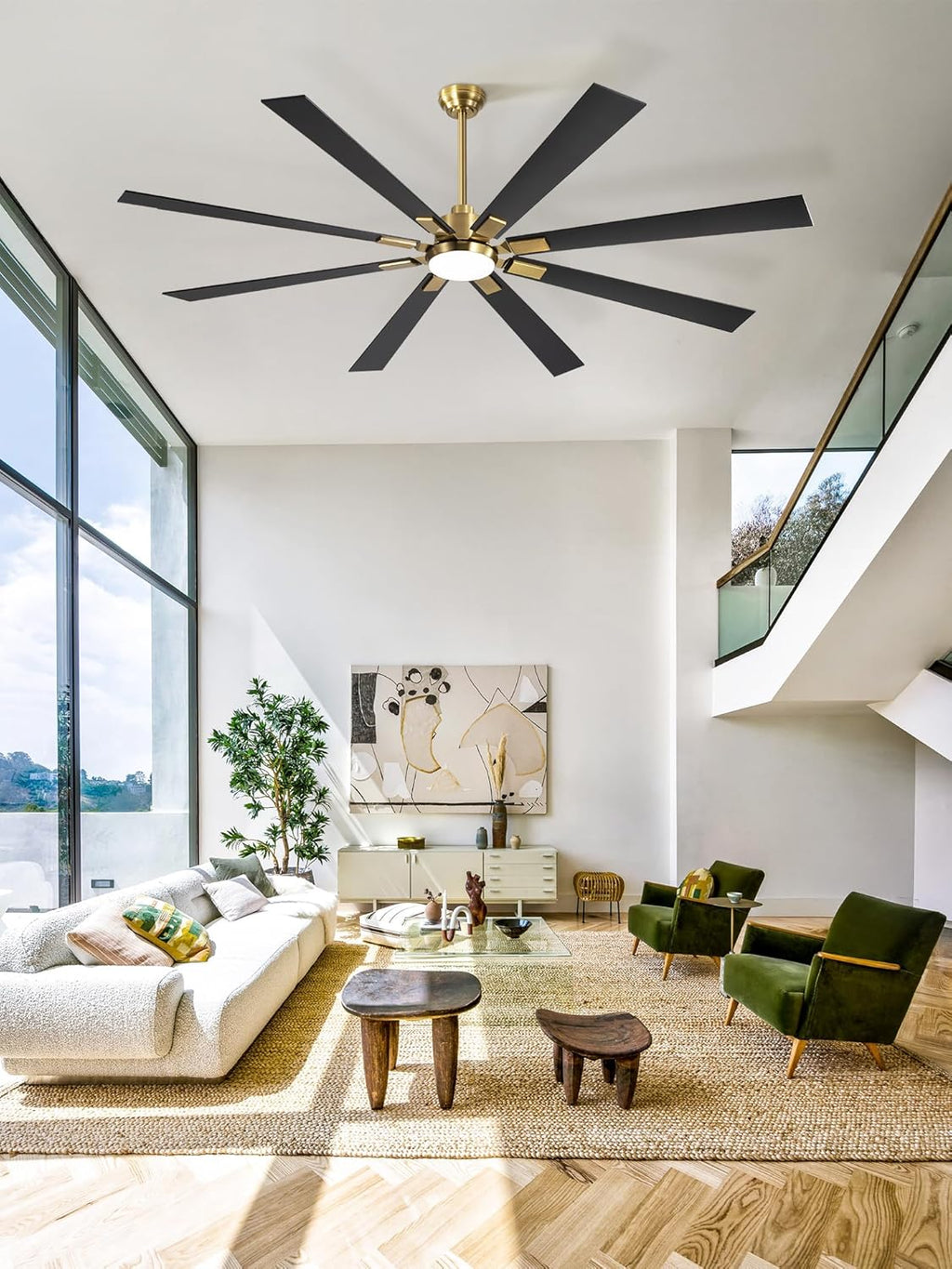 Zmishibo 72-inch large ceiling fan with lighting and remote indoor/outdoor wourant