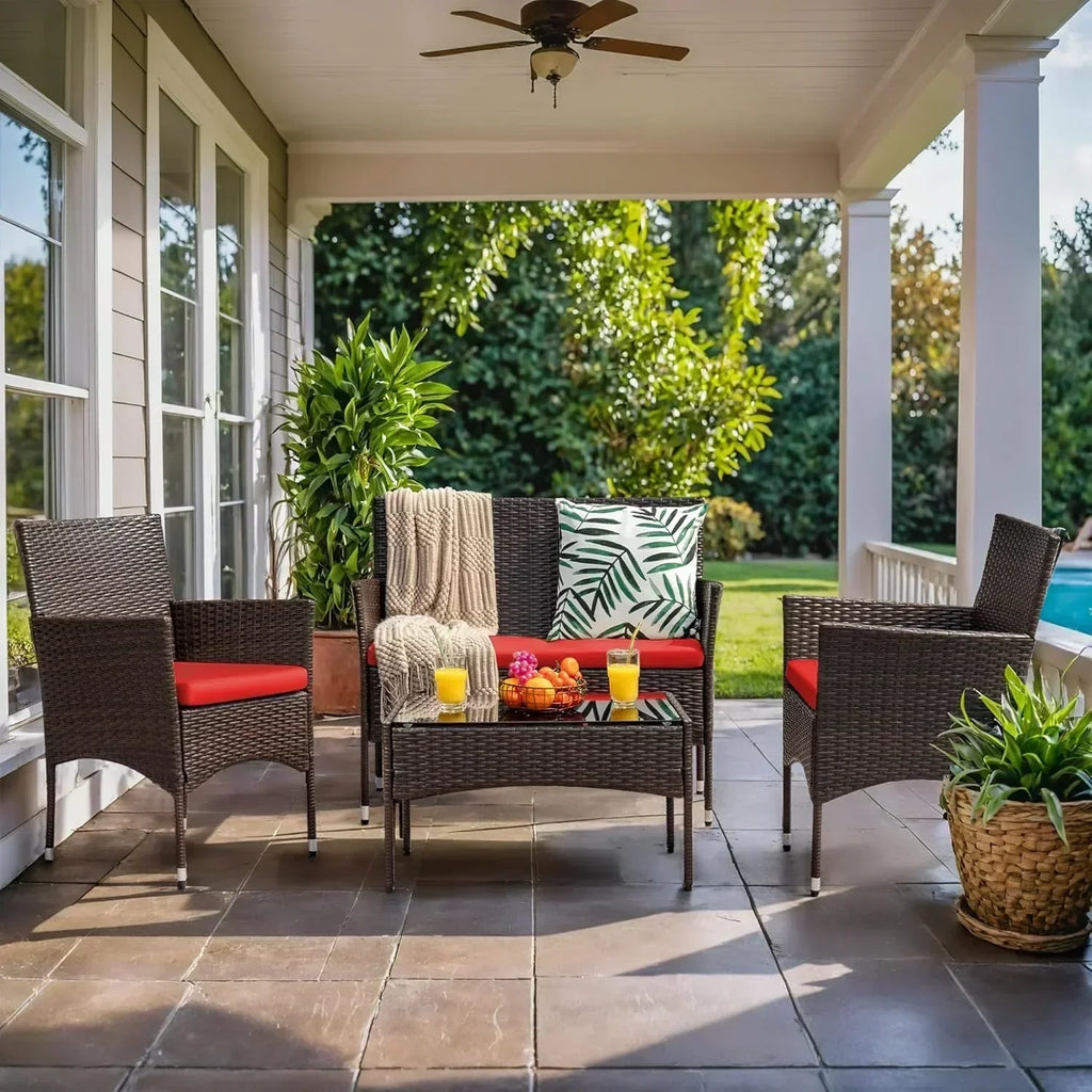 Homall 4-piece outdoor patio furniture set rattan chair wicker set wourant