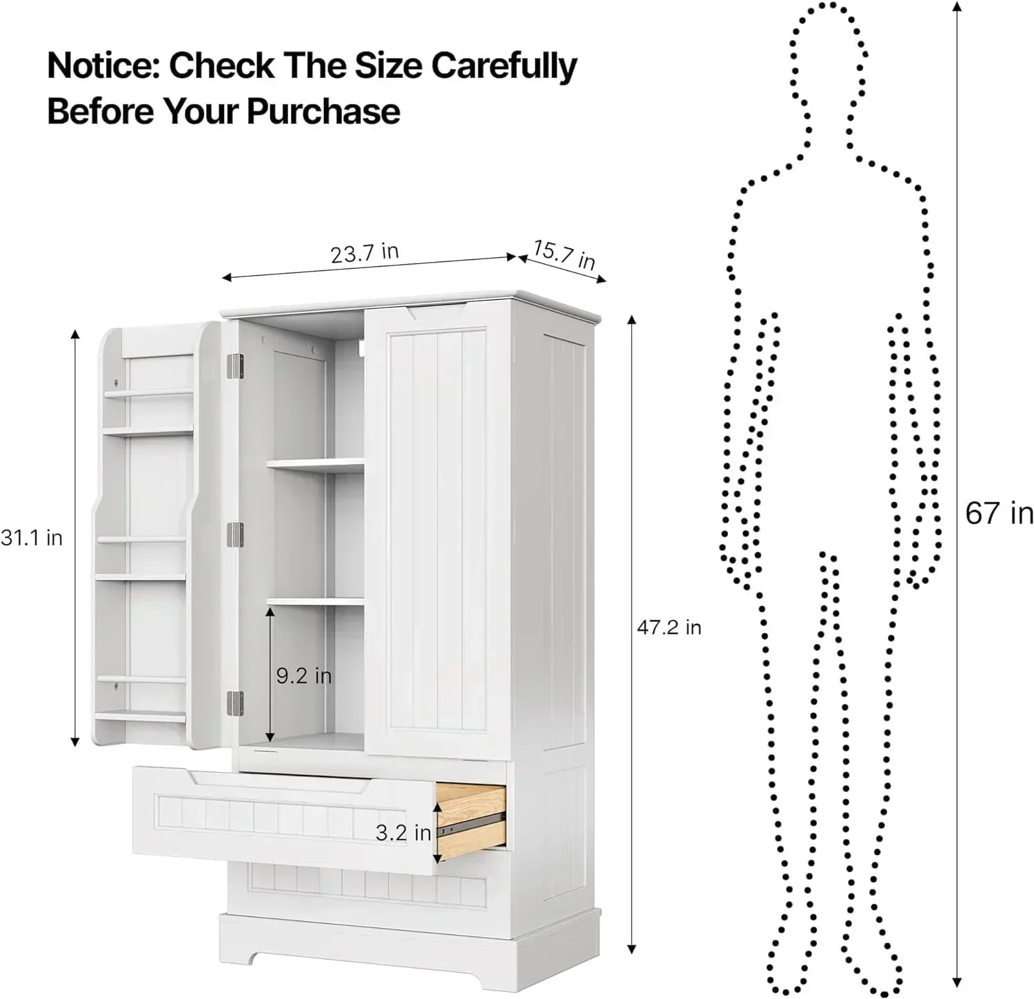 Gizoon Kitchen Pantry Cabinet with Drawers Freestanding Bathroom Storage Cabinet with Doors wourant