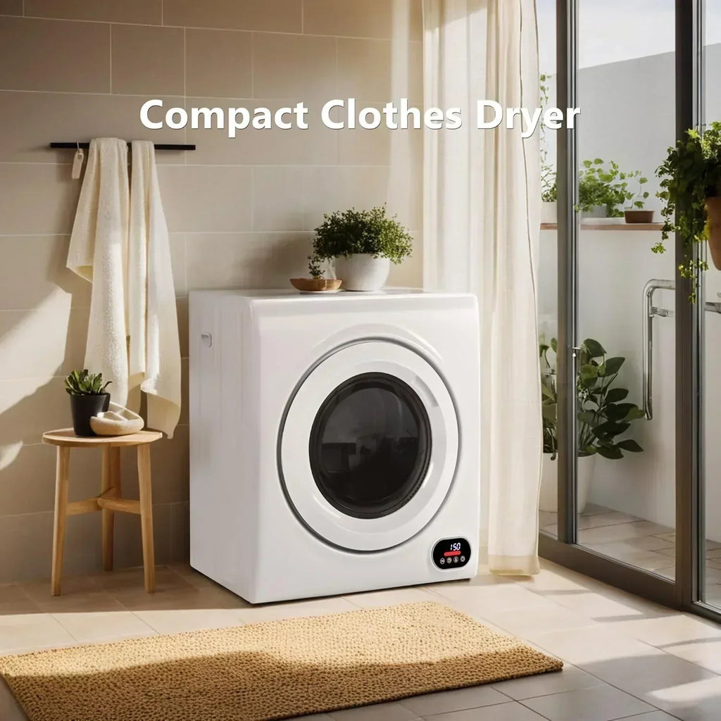 Compact Laundry Dryer 3.5 cu ft Front Load Stainless Steel Clothes Dryers With Exhaust Pipe wourant