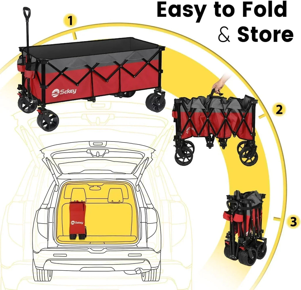 Sekey 48 Inch Long Foldable Extended Travel Cart 440 Lbs Folding Multi-Purpose Garden Cart wourant