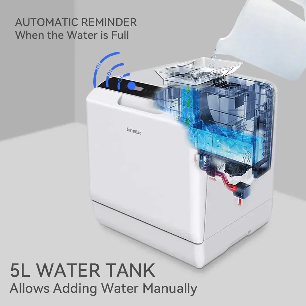 Hermitlux tabletop dishwasher 7 wash programs portable mini dishwasher wourant