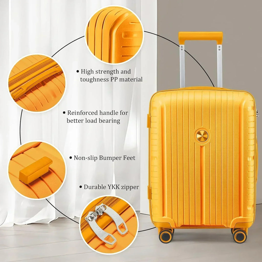 5-piece PP hardshell lightweight travel carry-on luggage set with dual spinner wheels wourant