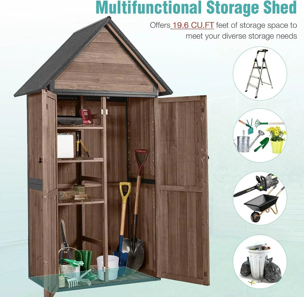 Sheds Outdoor Storage Garden Shed with Metal Frame Structure Adjustable Shelves Capacity Storage wourant