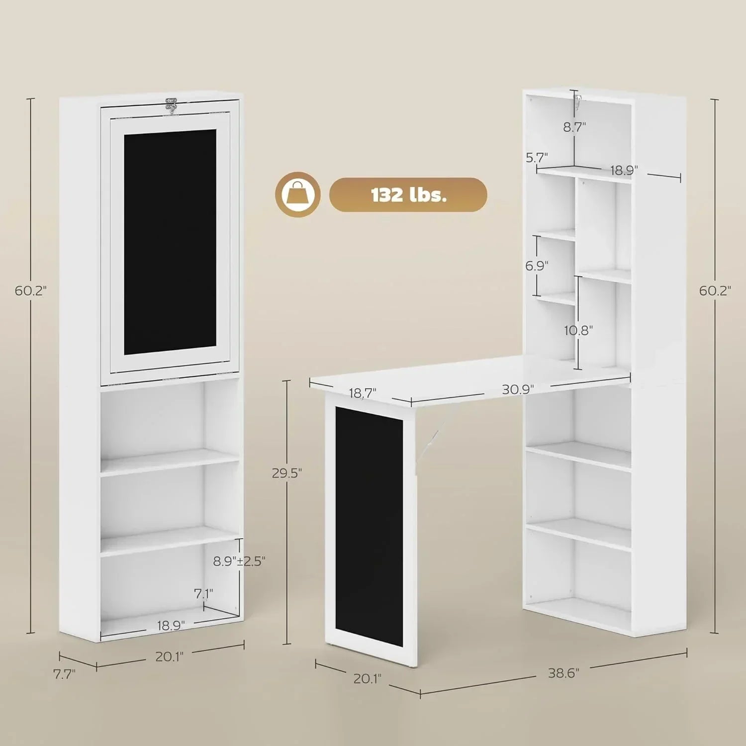 Folding convertible writing desk wall mounted desk cabinet multifunctional home workstation wourant