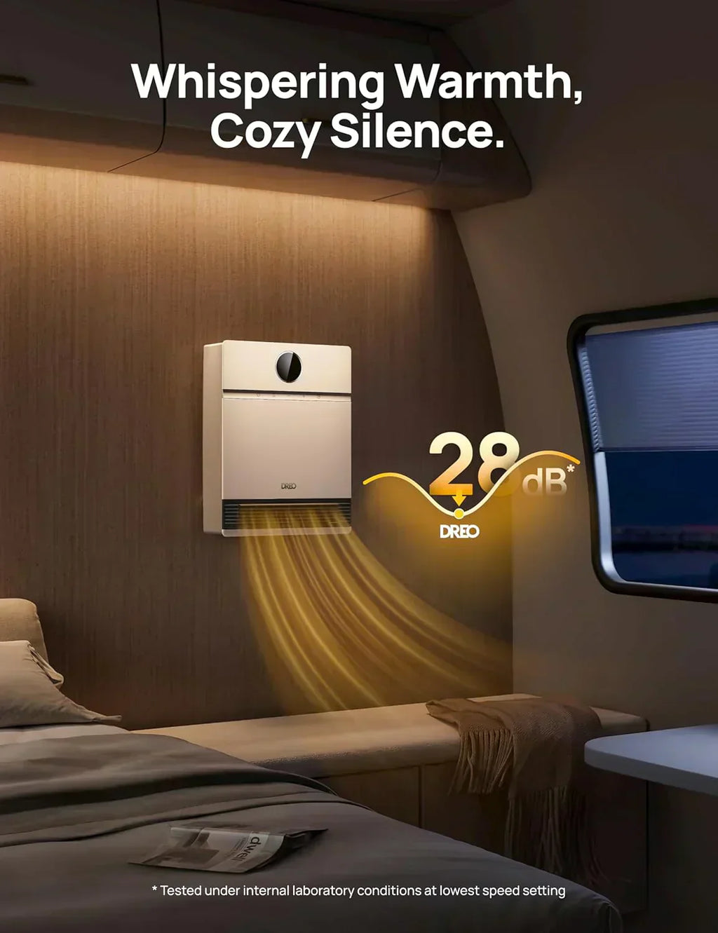 Smart wall-mounted heater for indoor use with adjustable thermostat and remote control wourant