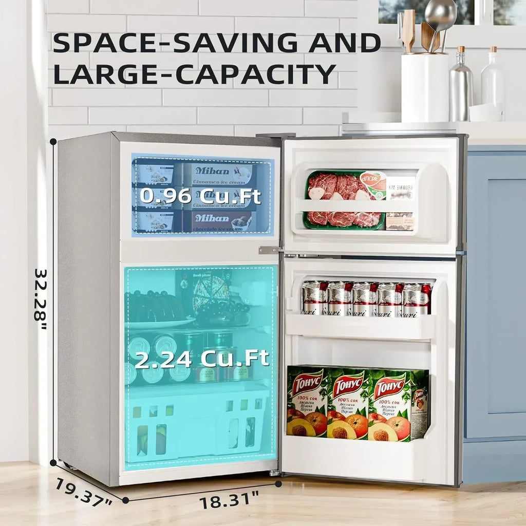 Antarctic Star 3.2 Cu.Ft Mini Refrigerator with Freezer Double Door Fridge Compact Refrigerator wourant