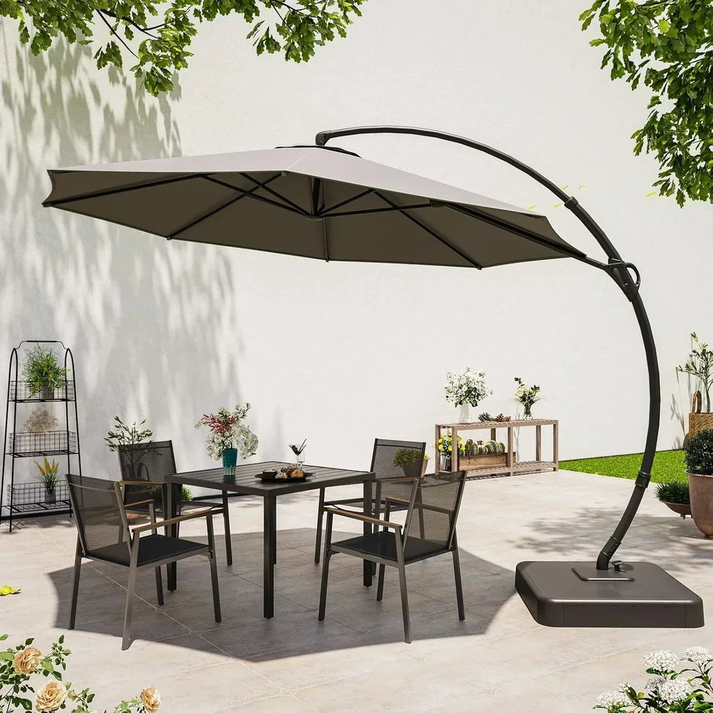 LAUSAINT HOME Outdoor Patio Umbrella with Base included 11 FT Deluxe Curvy Cantilever Umbrella wourant