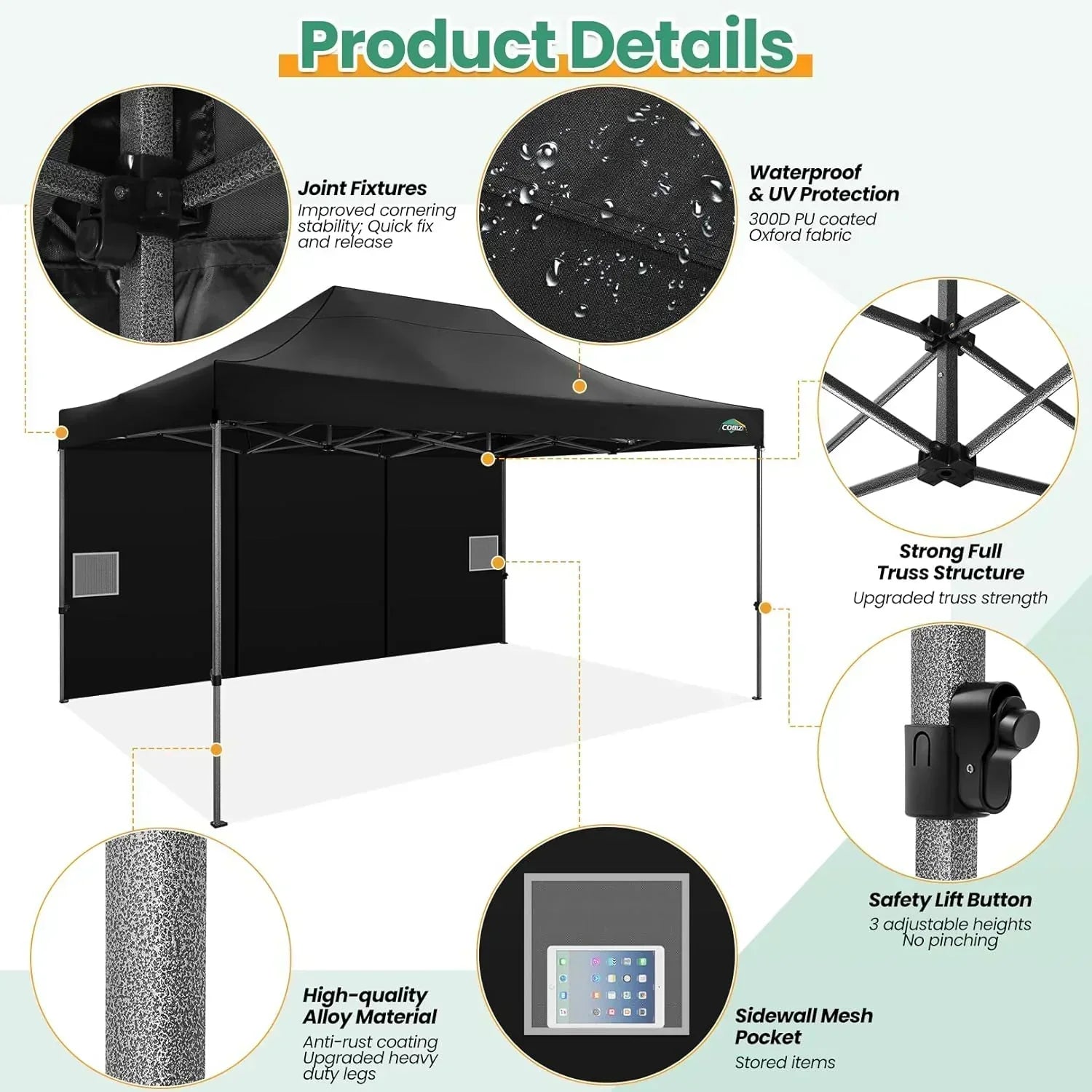 COBIZI 10x20 Heavy Duty Pop up Canopy Tent 6 sidewalls Commercial Canopy Wedding Party Tents wourant