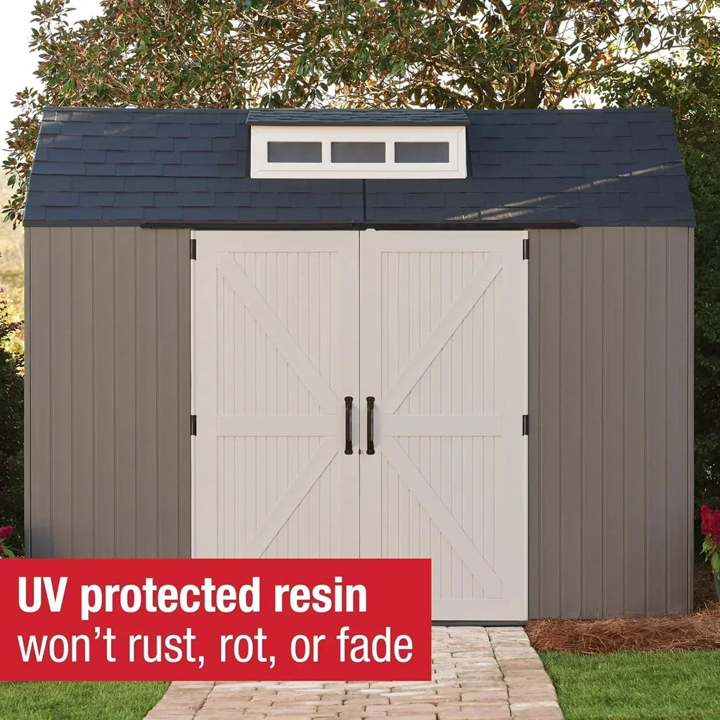 Rubbermaid Resin Outdoor Storage Shed With Floor Weather Resistant Gray Organization for Home wourant
