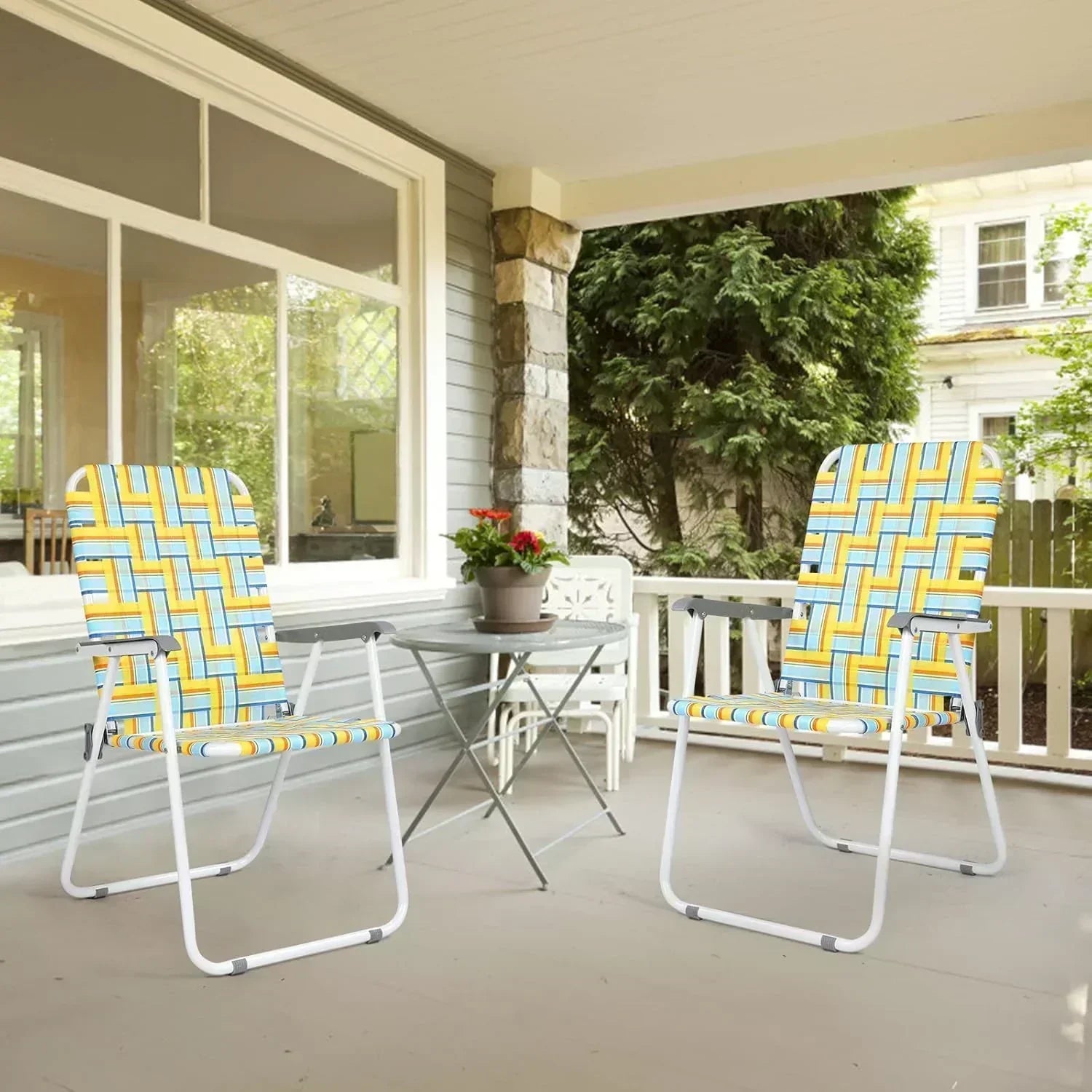 VINGLI Patio Lawn Webbed Folding Chairs Set of 2 Outdoor Beach Portable Lawn Chair wourant