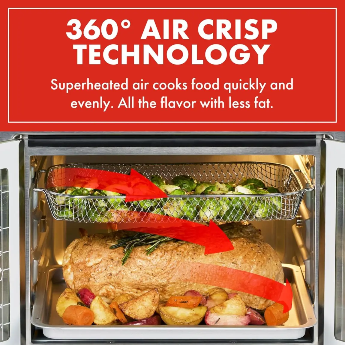 Emeril Lagasse 26 QT Extra Large Air Fryer, Convection Toaster Oven with French Doors, Stainless Steel wourant
