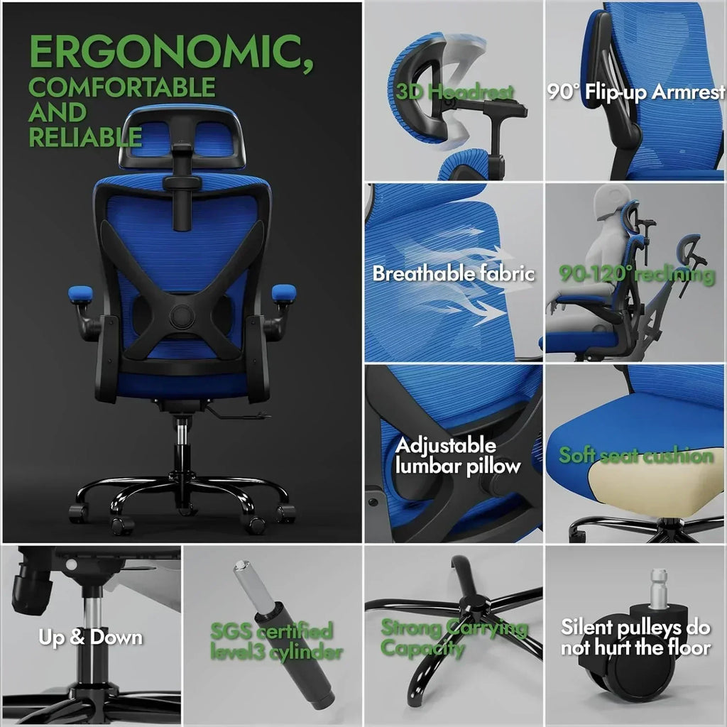 Office computer desk and chair gaming chair with lumbar support and headrest wourant