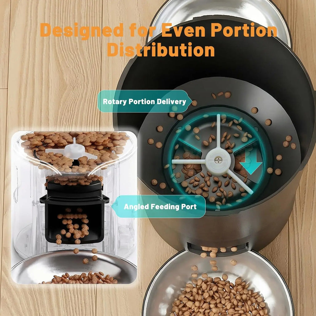 4.2L Automatic Cat Feeder for 2 Cats Dual Bowls WiFi App Timed Feeding Whisker Friendly anfaavocat