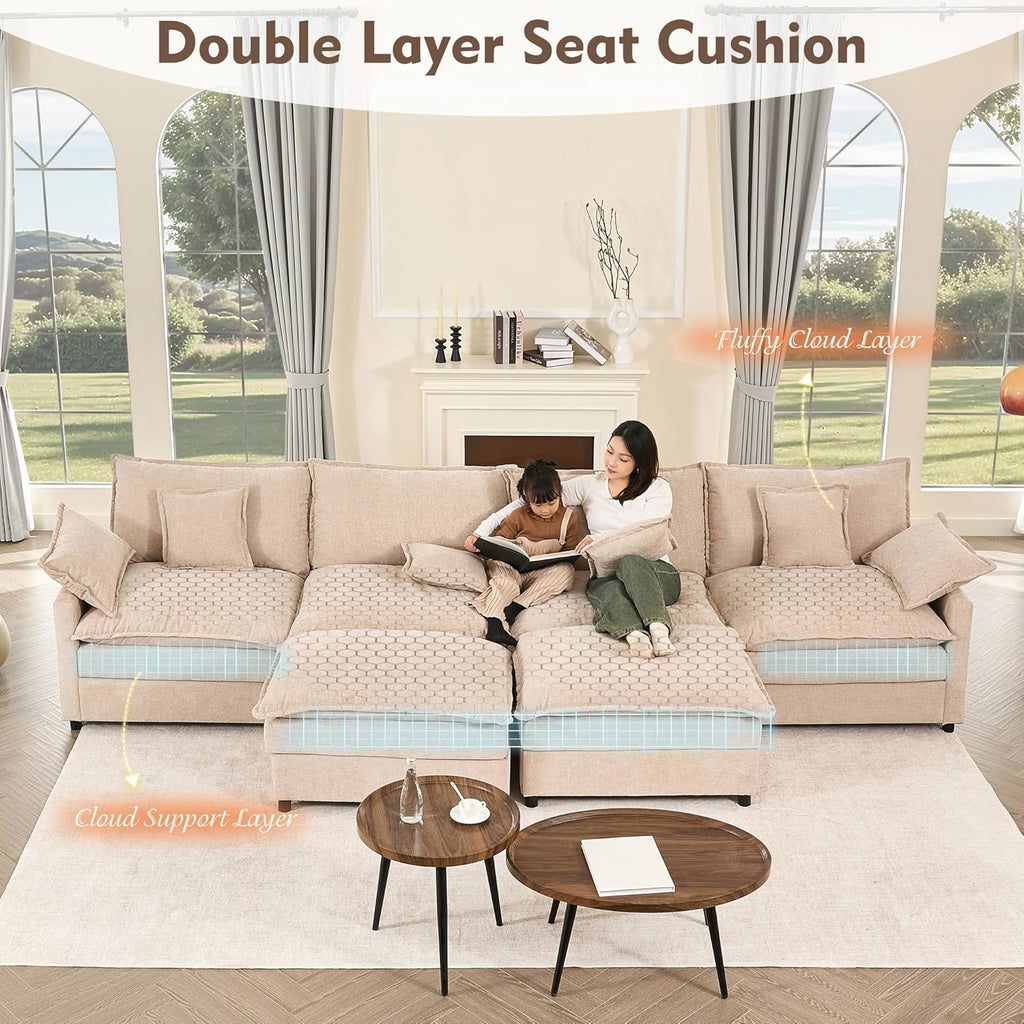 108" U-shaped sofa modular sofa three-seater comfortable cloud sofa wourant