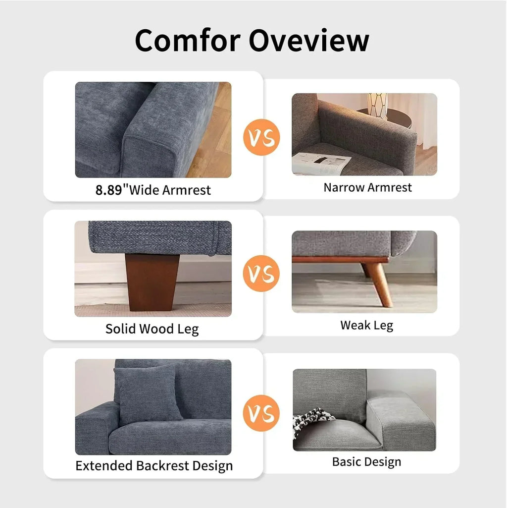 DOPEDIO living room double sofa chenille lounge chair removable solid wood frame wourant