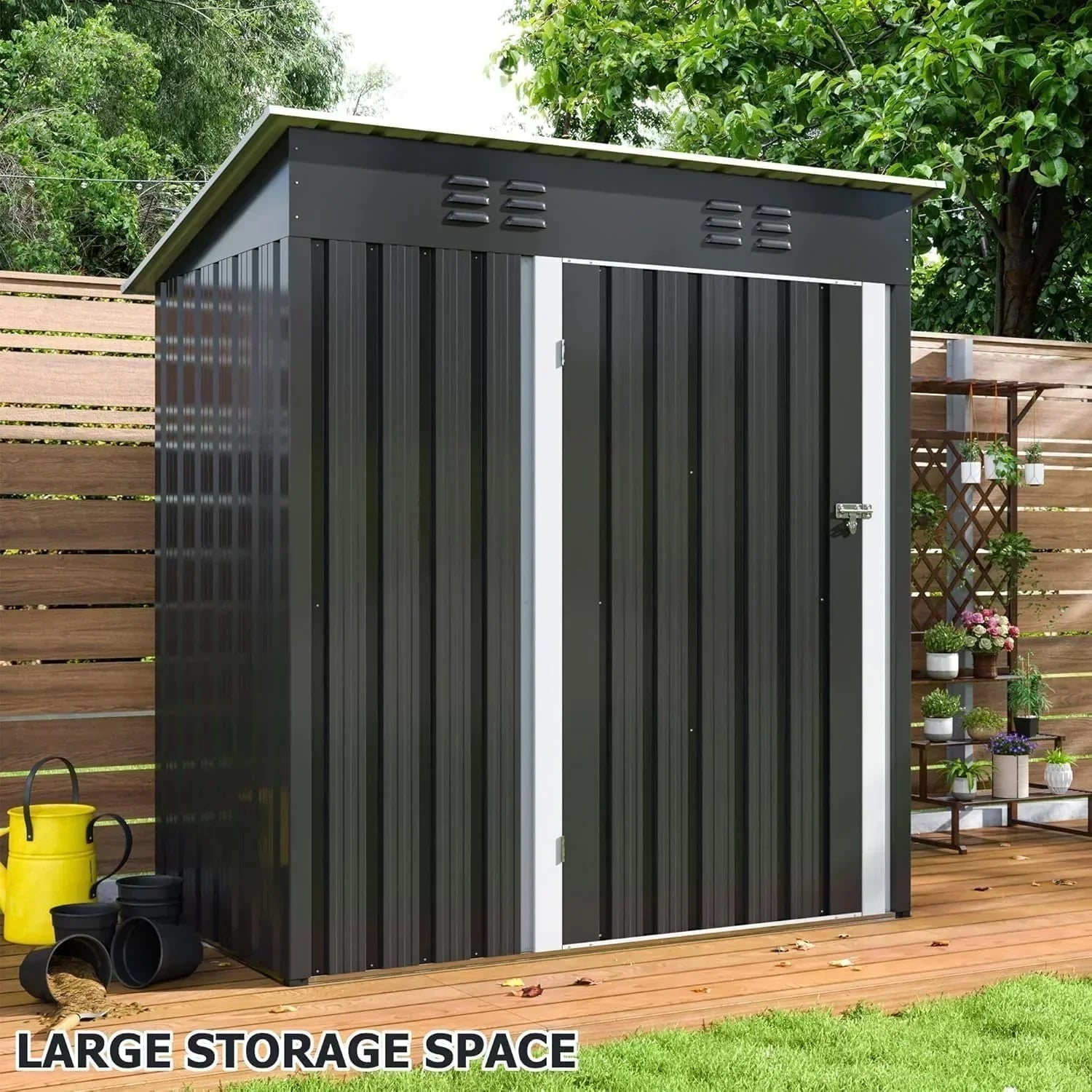 Polar Aurora 8 x 12 FT Outdoor Storage Shed Metal Garden Shed with Updated Frame Structure wourant