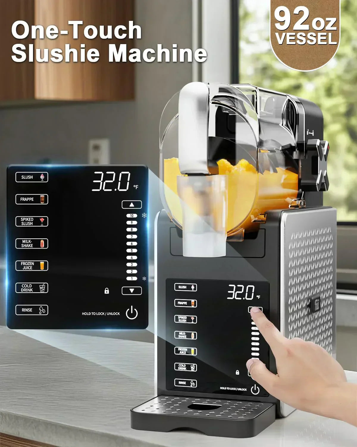 Fiii Slushie Machine 92 oz Slushy Machine for Home 6 Preset Programs Quiet Operation LED Display wourant