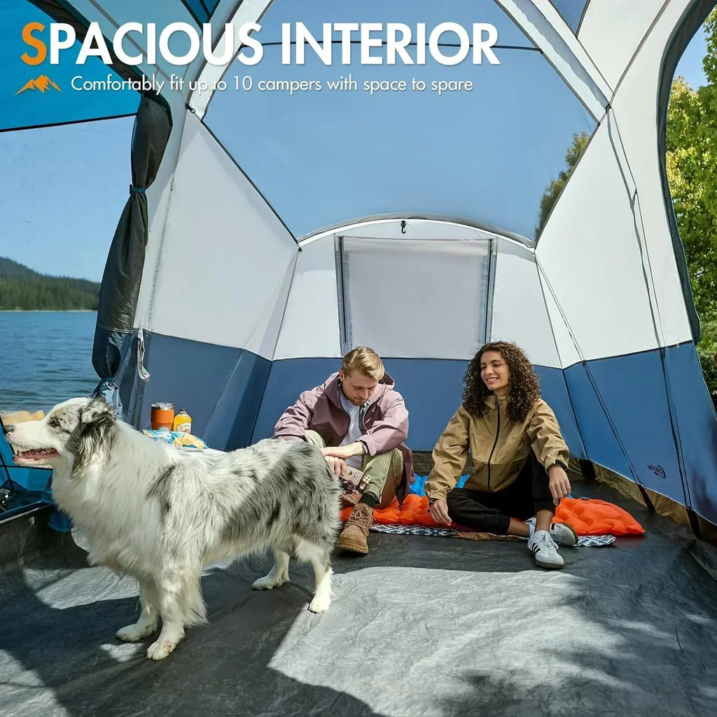 PORTAL 6/8/10 Person Family Camping Tent with Screen Room Water Resistant Big Tunnel Tent wourant